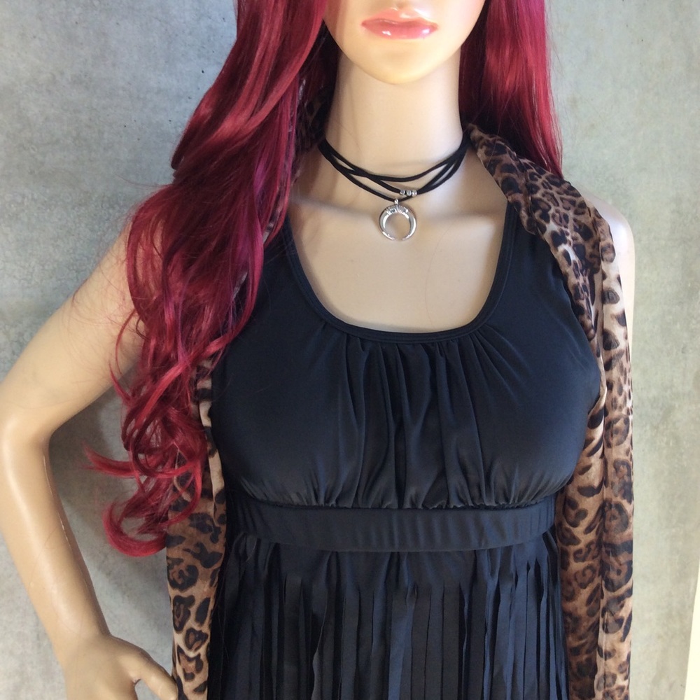 🌺 PADDED FRINGE SWIM SUIT ONE PIECE WEAR SKIRT - Picture 5 of 8
